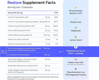 Cheers Restore | Supplement with DHM, L-Cysteine, Milk Thistle | 24 Doses